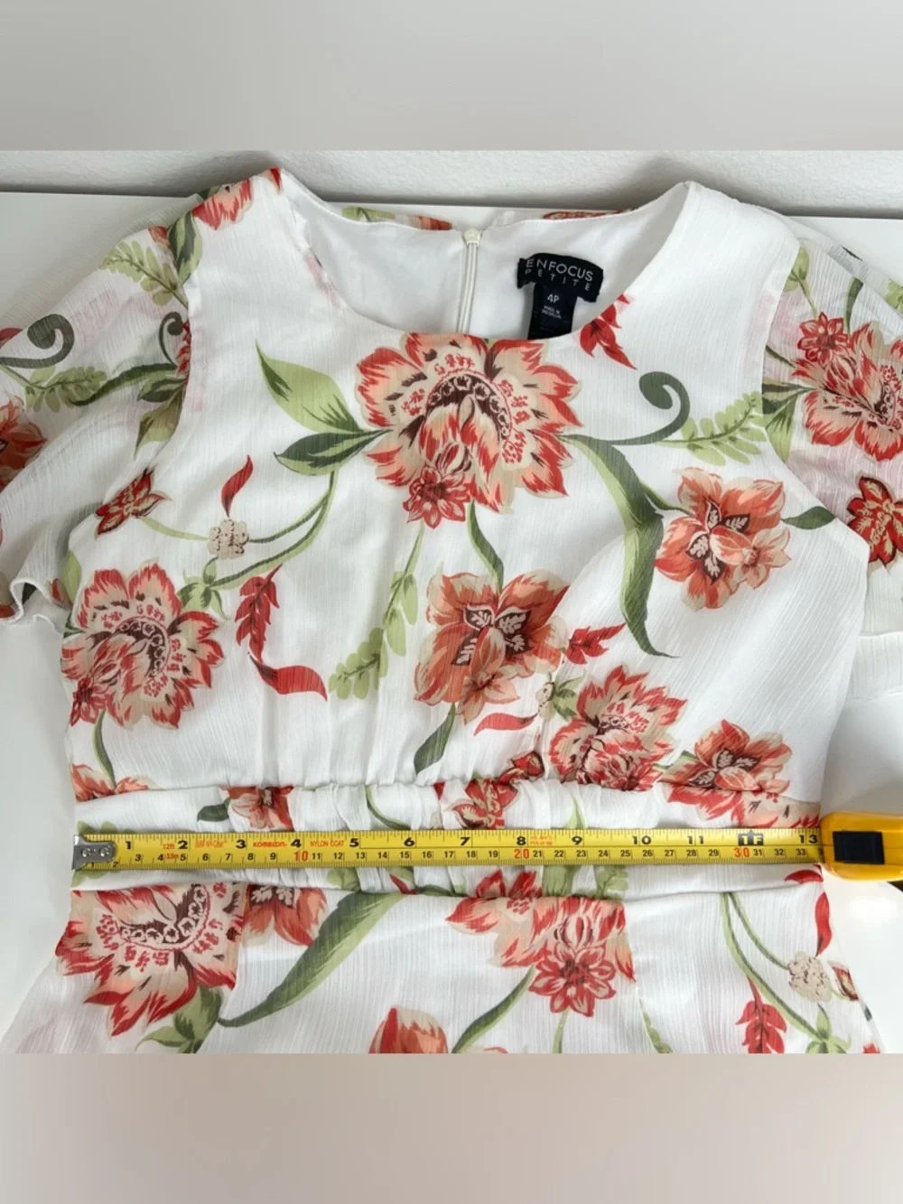 Enfocus Petite Fairy Floral Maxi Dress White Coral Romantic Easter Spring 4P - Picture 7 of 10